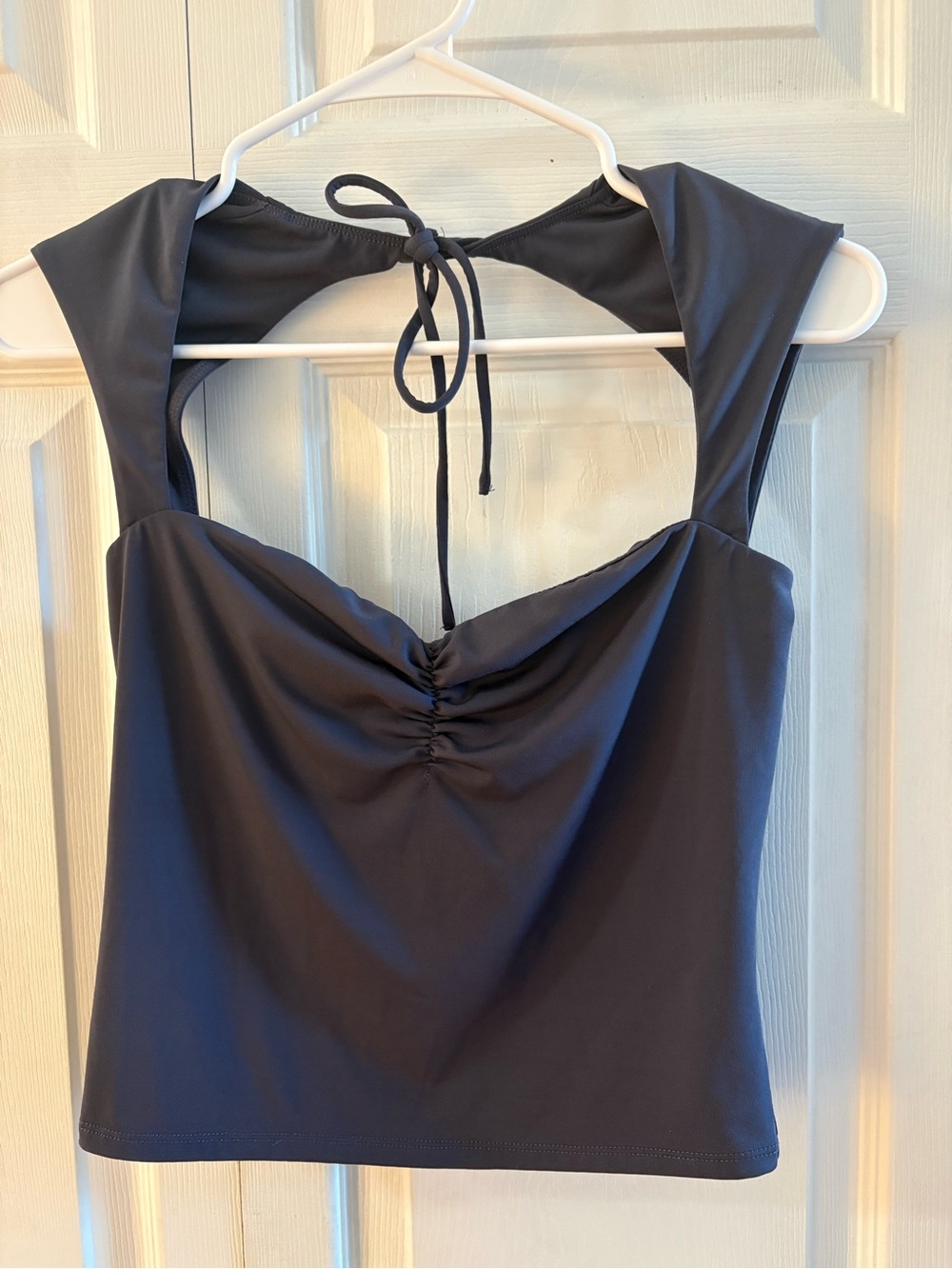 Garage Navy Halter Crop Top with Back Tie